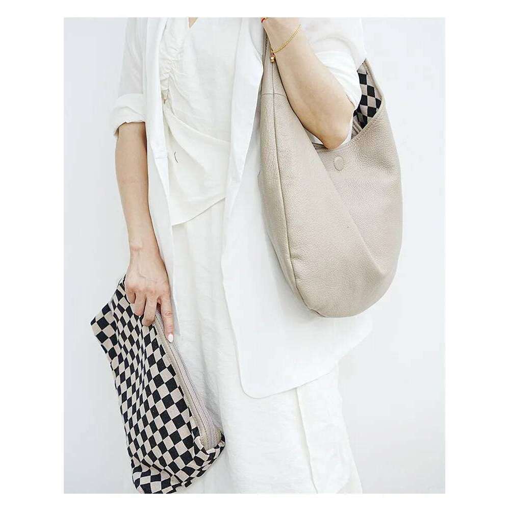 Woman Soft Genuine Leather Hobos Shoulder Bags Double-sided Use Large Cpacity Handbag Tote Female Daily Shopper Underarm Bag