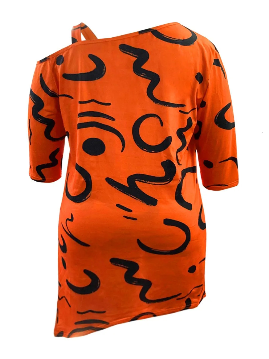 LW Womens Casual Loose Short Sleeved Twopiece Set Plus Size womens clothing One Shoulder Asymmetrical Shorts 250603