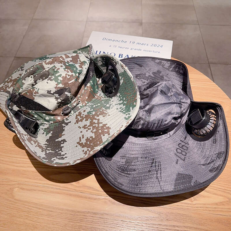 Solar Powered Fan for Men, Summer Outdoor Hiking Fishing UV Sunshade Extra Large Brim Sun Protection Fisherman Hat designer hat