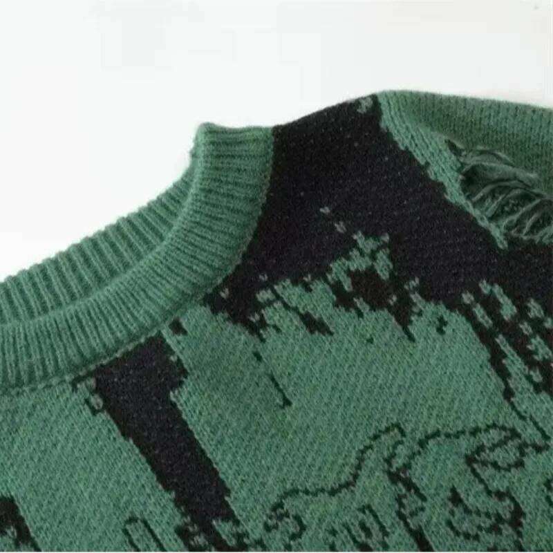 Y2k Hip Hop Ripped Sweaters For Men And Women, Grunge Vintage Knitted Jumpers, Punk Gothic Streetwear, Haruku Fashion Pullover