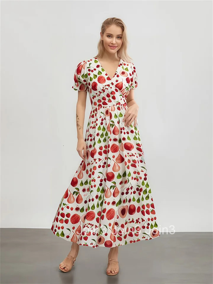 Womens Boho Floral Print Maxi Dress with Short Sleeves and v Neckline Casual Summer Beach Dress with Flowy Fit and Wrap Design
