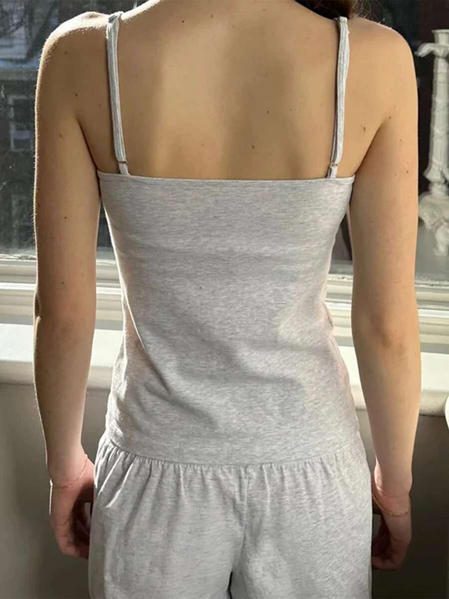 Womens Casual 2 Piece Outfits Sleeveless Lace Trim v Neck Cami Tops Shorts Set Loungewear - Stylish and Comfortable Summer