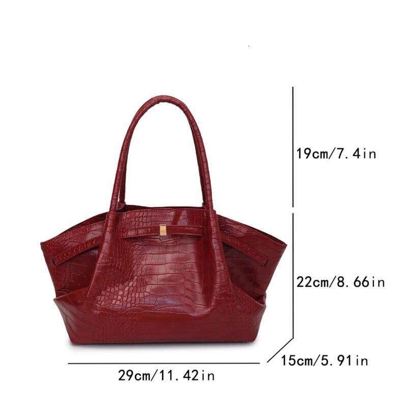 Meet You Vintage Crocodile Print Women s Pu Leather Tote Design Pleated Female Daily Large Capacity Commuter Bag bag