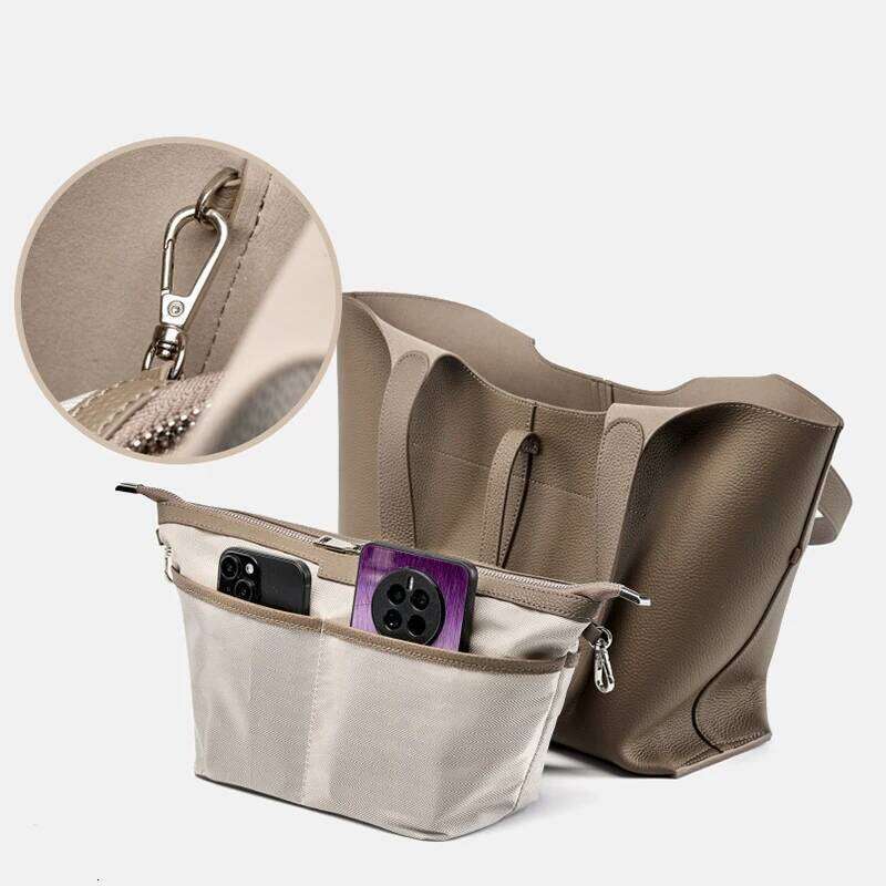 Head layer cowhide wind chime tote bag women, large capacity commuting single shoulder leather handbag for women