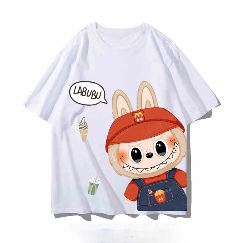 New Labubu Anime Designer T-Shirts Couple T-Shirt Short-Sleeved Men And Women Pure Cotton T-shirts Causal Women's T-shirts