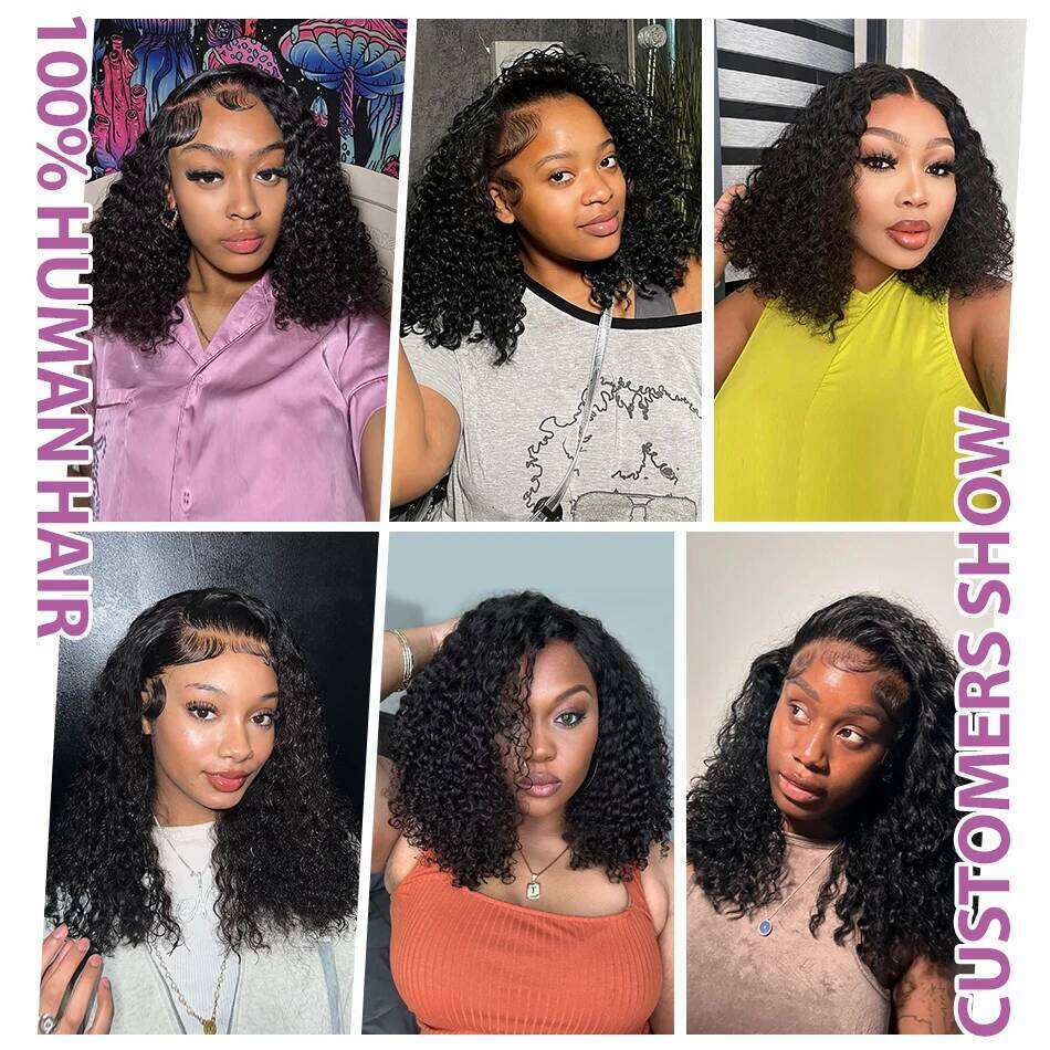 NAMM Links Short Bob Wigs Water Curly 13x4 13x6 HD Front Human Hair For Women 250% Brazilian Deep Wave 5x5 Lace Closure Wig