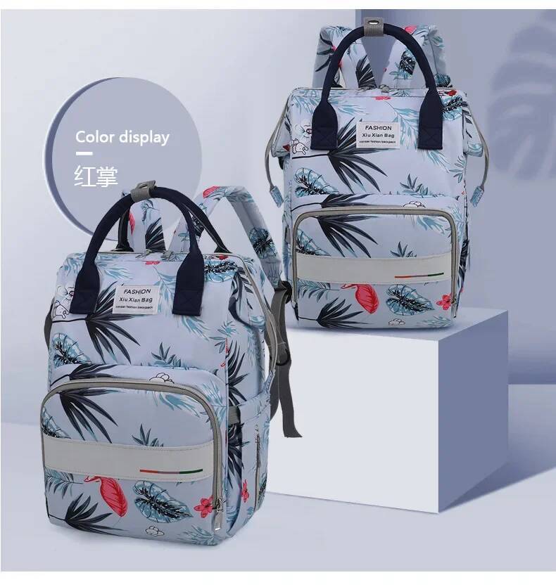Spring summer large capacity mommy bag 2025 new printed Oxford cloth mother and baby backpack