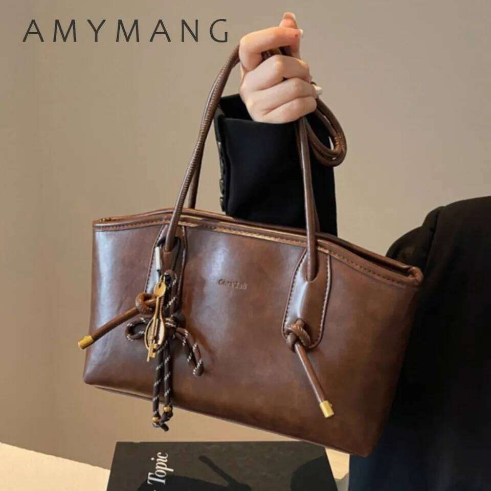 HIgh Quality PU Leather Shoulder Bags For Women 2025 Y2K Trend Female Underarm Handbags And Purses Retro Tote Commuting Bag