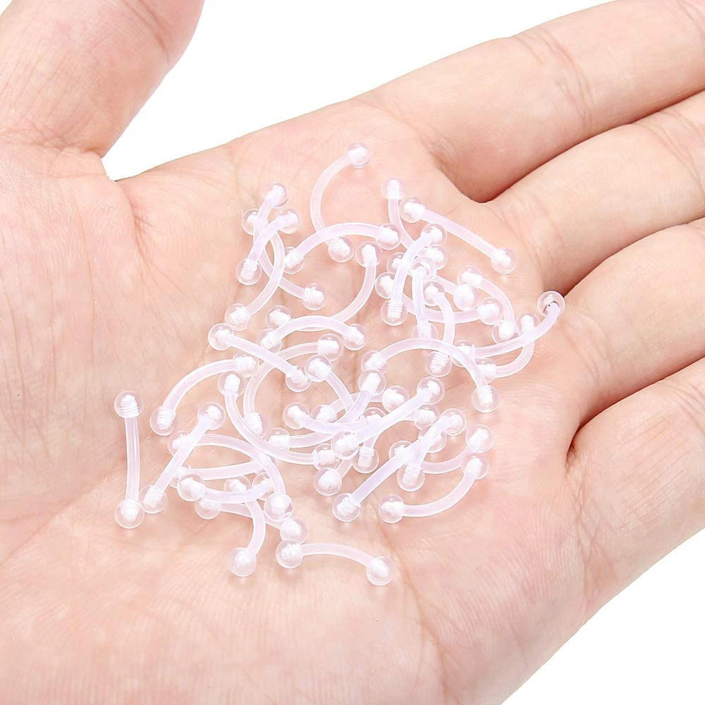 WKOUD Clear Flexible Bioplast Retainer Eyebrow Ring Piercing Jewelry Rook Daith Barbell Earring 6mm 8mm 10mm 12mm 250606
