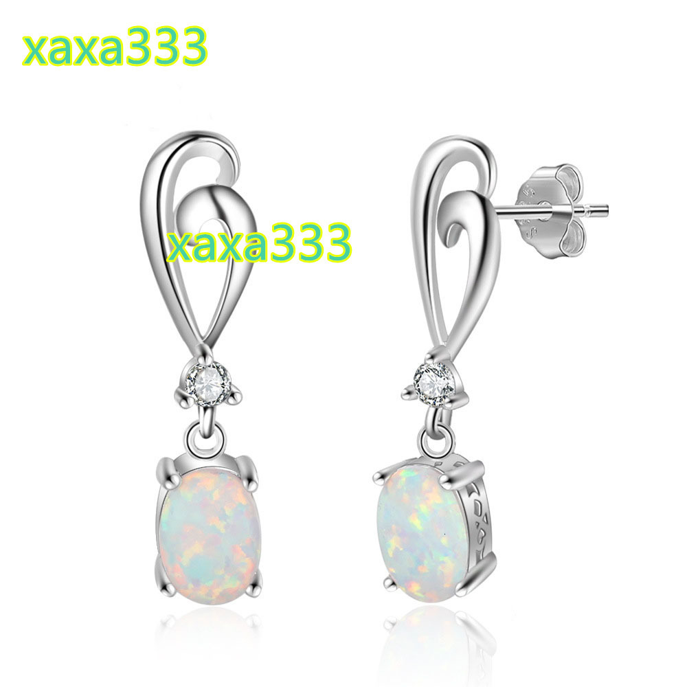Genuine 925 Sterling Silver Love Heart Opal Dangle Earrings for Women Fine Jewelry Party Birthday Earrings