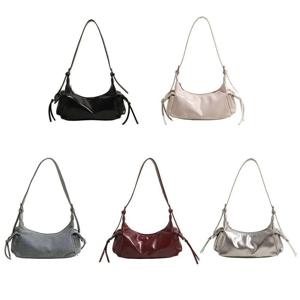 Creative Gift Large Capacity Shoulder Bag PU Y2K Handbag Haruku Sier Color Clutch Purse Shopping