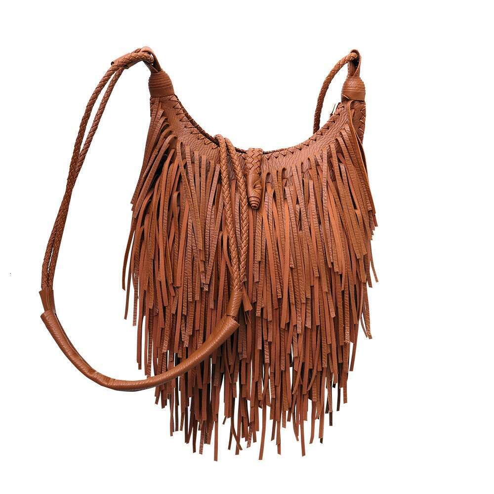 Women's 2024 New Tassel Elegant Goddess Handwoven Shoulder Crossbody Bag for Women GUHUISHU