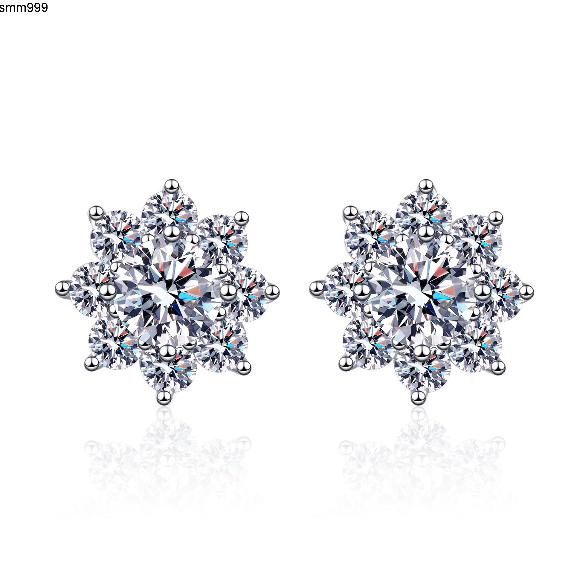 S925 Sterling Silver Diamond Stud Earrings 2ct Earrings in Mossinate Women Luxury Wholesale