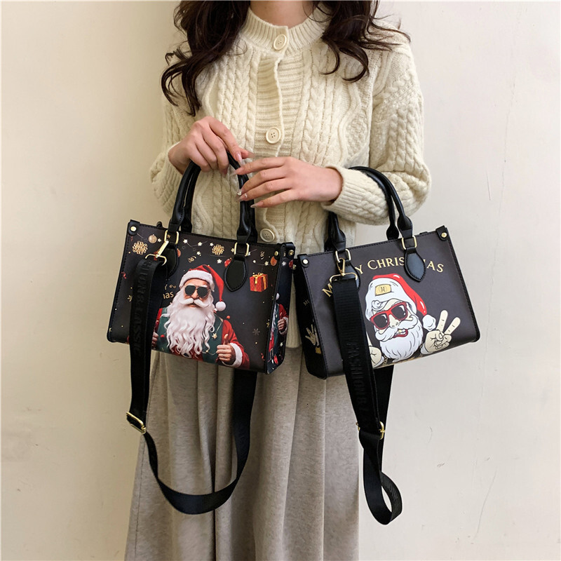 Luxury Brand Designer Bag Santa Claus Print Tote Bag For Women 2024 New Trend Large Capacity Handbag Versatile Commuter Shoulder Bag