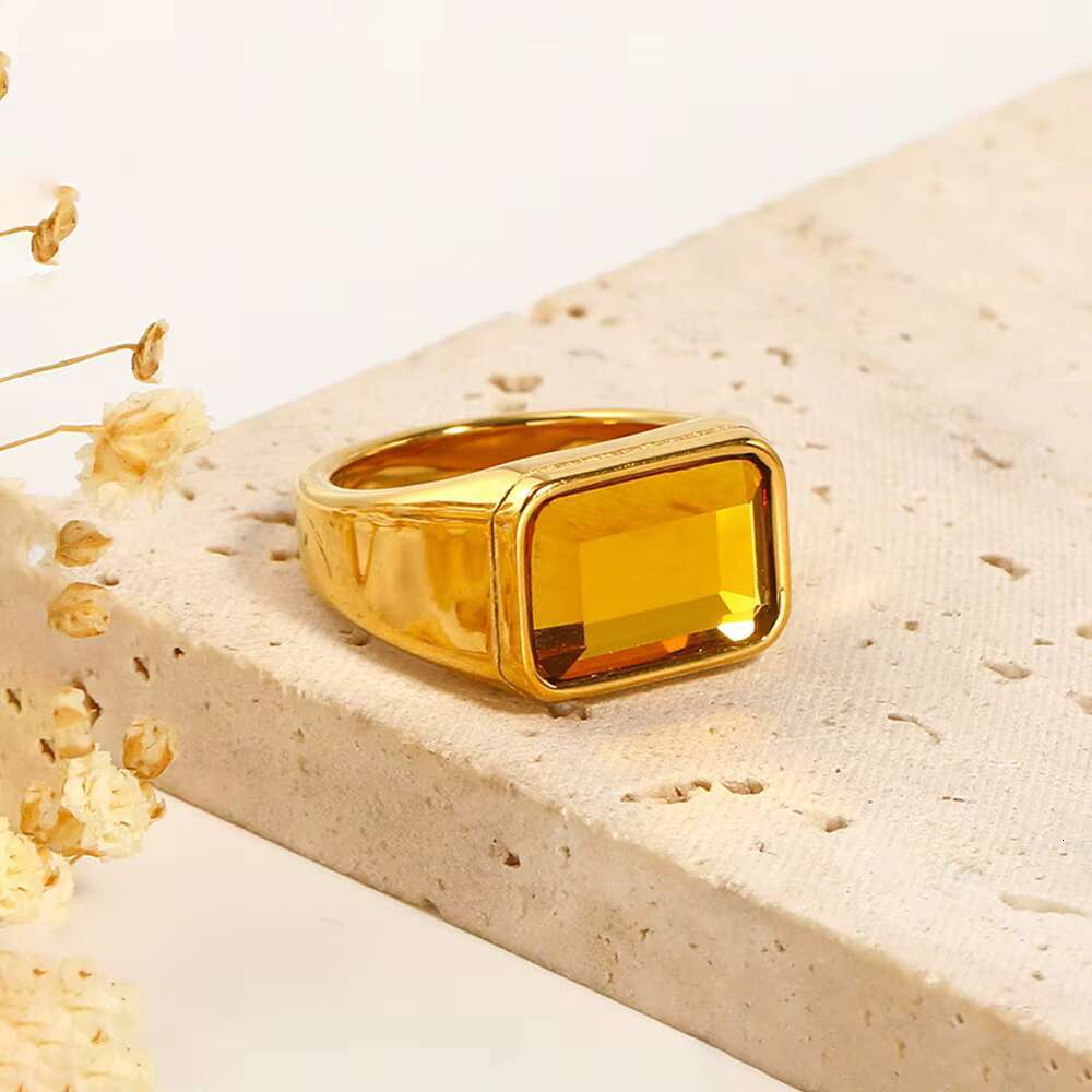 Retro simple large diamond women's ring European and American style S925 18K gold plating Popular new jewelry