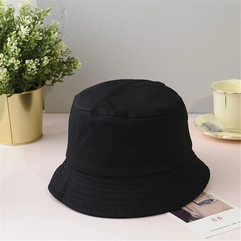 Cotton Summer Foldable Bucket Hat Unisex Women Outdoor Sunscreen Hat Pure Color Fishing Hunting Cap Men Basin Chapeau Beach Cap 250605