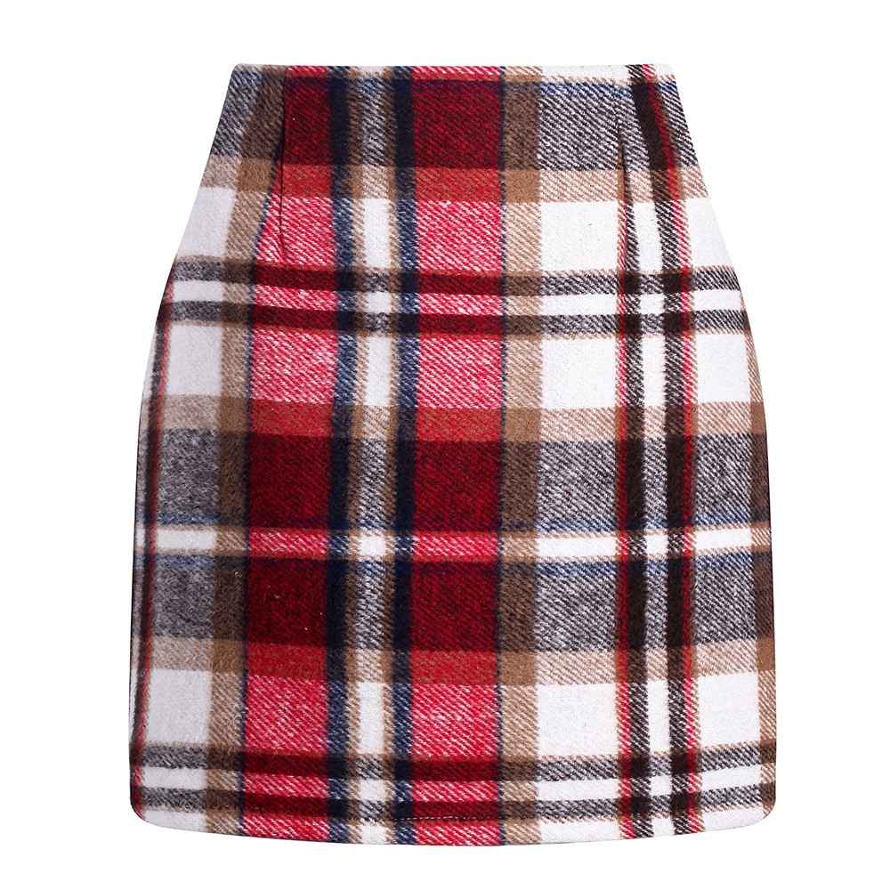 2025 Women’s High Waist Plaid Wool Skirt - A-Line Bodycon Pencil Mini Skirt, Autumn Office/Party Wear (Elegant & Warm)