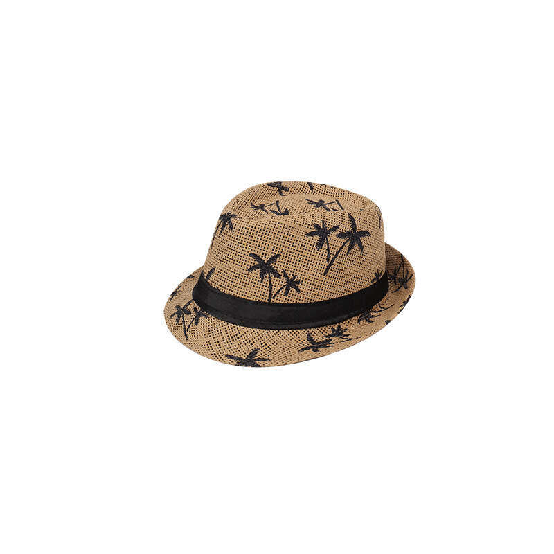 Beach Style Travel Sun British Summer Women's Maple Leaf Print Paper Straw Jazz Hat designer bag