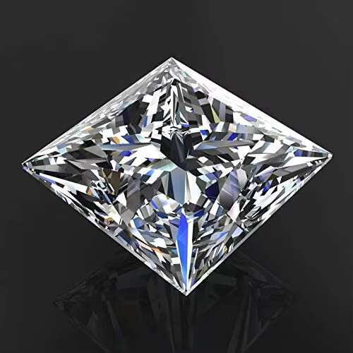 R.GEM. Women Fine Jewelry Moissanite Earrings 4-Prong Stud 0.5CT/1CT Square Princess Cut 925 Silver Moissanite Diamond Earrings