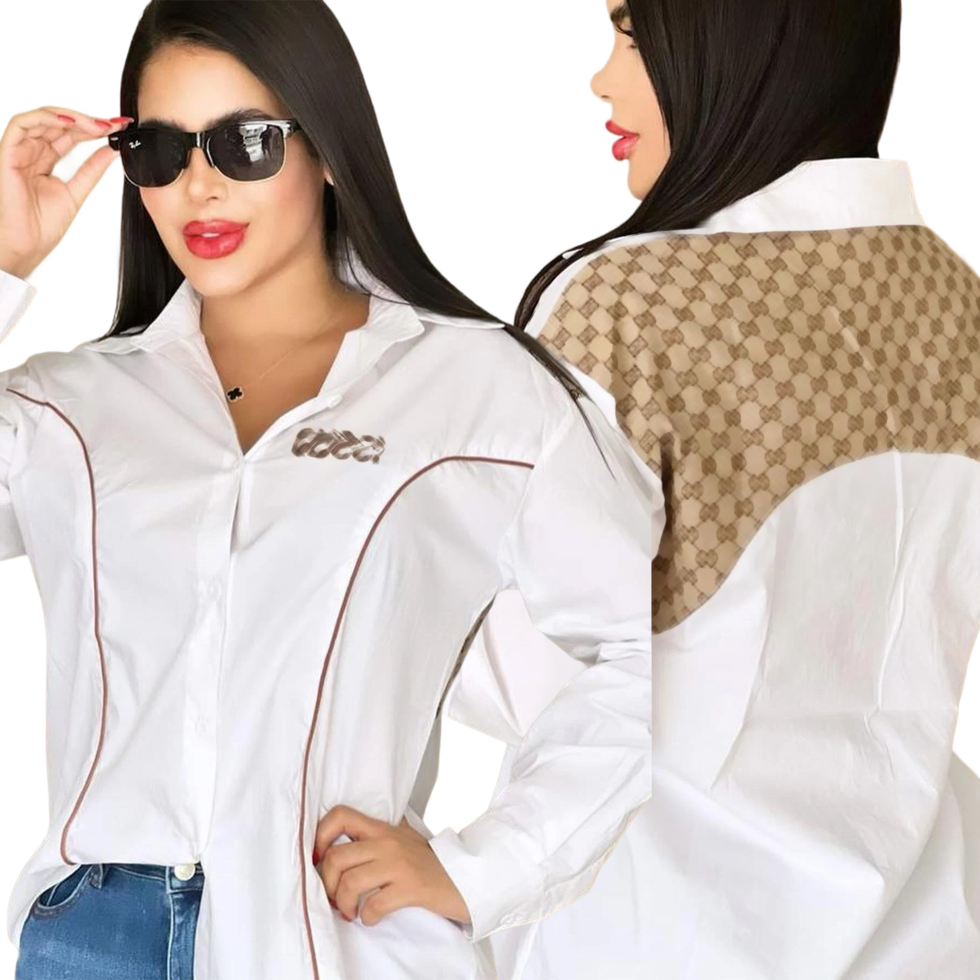 Women's Blouses & Shirts Spring Women Retro Casual Long-Sleeved Button Ladies Harajuku Office Solid Color Elegent Blouse Tops