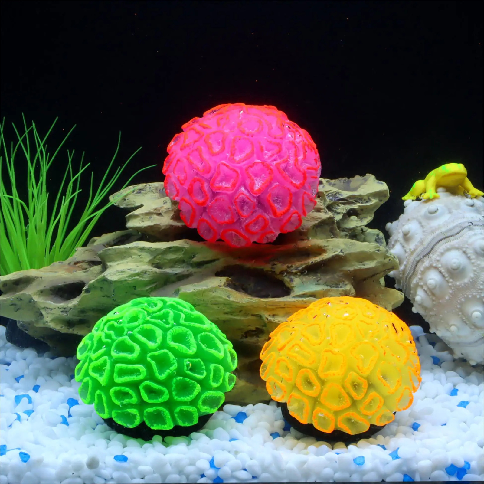 1 Piece istic Fluorescent Brain Coral Decoration - Vibrant Glowing Artificial Coral Decoration for Aquarium Fish Tank - 250604