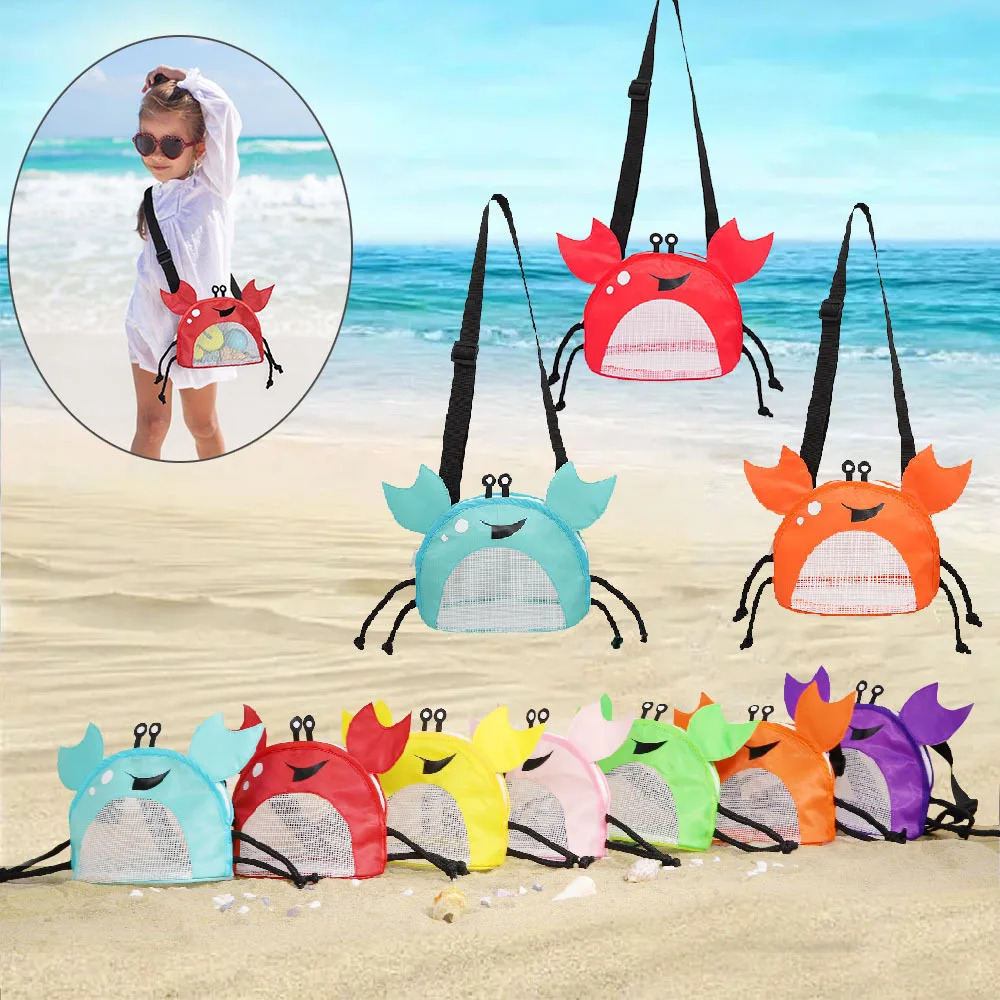 Beach Mesh Girls Bag Shell Collecting PVC Crab Shape Seashell Storage Pouch Toys Bags Outdoor Accessories 250605