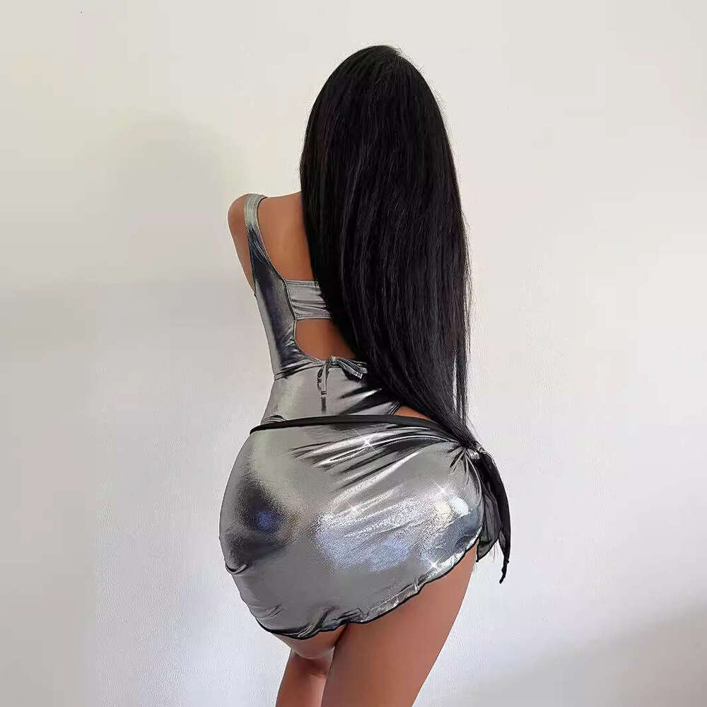 High-End Electro Music Festival Swimsuit with Skirt Set Sexy Hot Girl Tie One-Piece Manufacturer 2025 New Casual Versatile Fashion Clothing