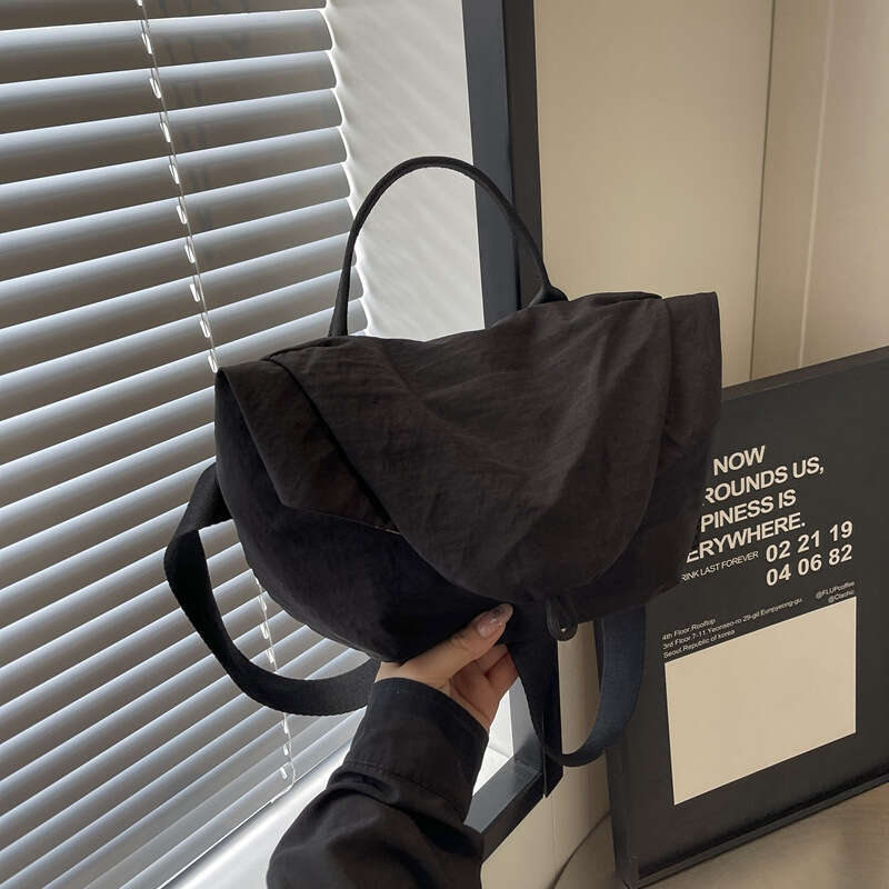 Solid Color Simple Casual Single Shoulder Crossbody for Women, Large Capacity Lightweight Foldable Handbag, Versatile Fashionable Chest Bag