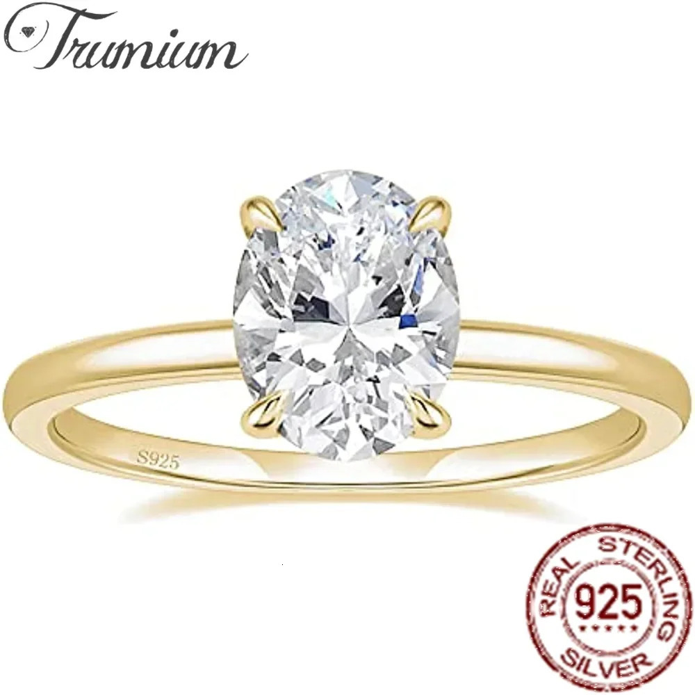 Trumium 3CT 925 Sterling Silver Engagement Rings Oval Cut Solitaire Cubic Zirconia Wedding Promise Rings for Women Fine Jewelry 250604