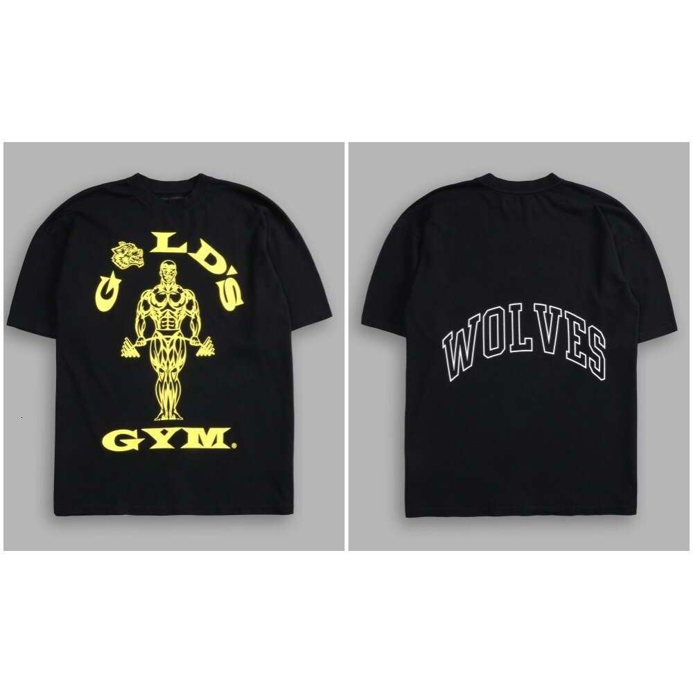 Gold's Gym Collaboration Soft Cotton Unisex Sports Fiess Breathable Short Sleeve Printed T-Shirt