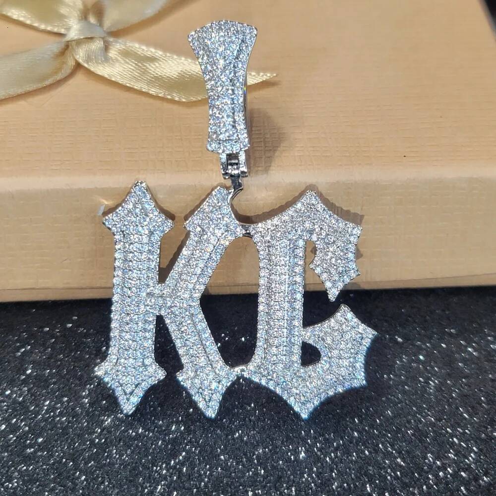 Custom VVS D Color Lab-Grown Dias Name Pendant Personalized Number Letter Necklace With Sier Moissanite Tennis Chain