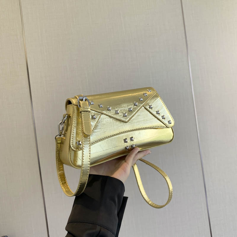 Luxury Brand Designer Bag Studded Creative Personality Small Square Bag For Women 2025 New Sweet Cool Girl Shoulder Crossbody Bag Trendy Motorcycle Ba