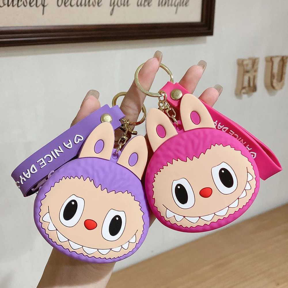 Labubu The Monsters Kawai Keychain Wallet Coin Purse Earphone Organizer Data Cable Organizer Bag Key Ring GiftsXJ250607