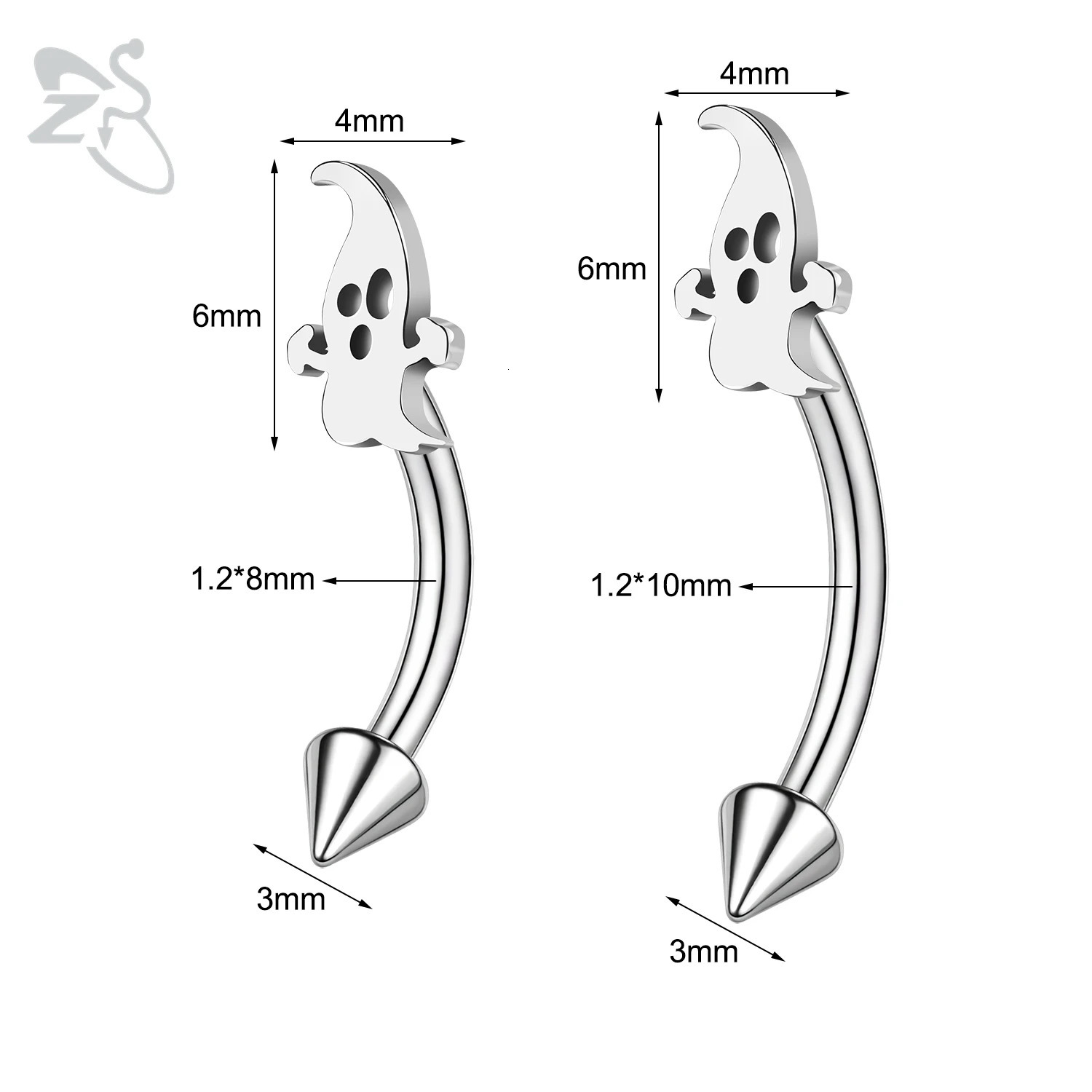 ZS 1 PC Punk 16G Stainelss Steel Eyebrow Piercing Men Pumpkin Ghost Eyebrows Ring Lip Belly Piercings Hallowmas Jewelry 810MM 250606
