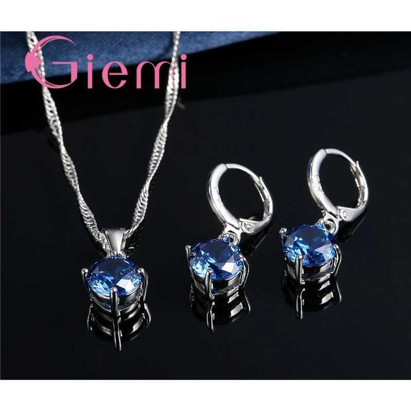 925 Sterling Silver Pendant Necklace Earrings For Women Engagement Fashion Jewelry Set Trendy Austrian Crystal Wholesale Z250607