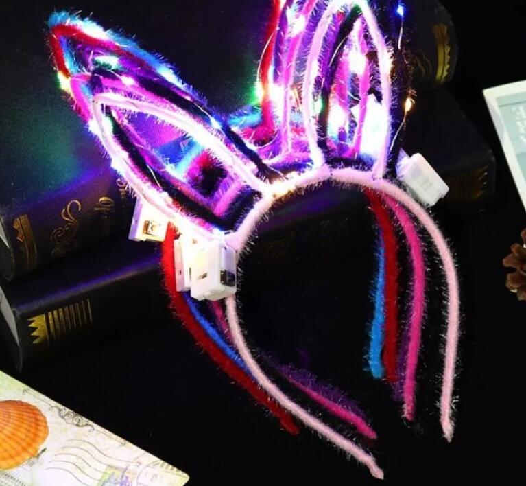 LED Light Up Glasses Rabbit Cat Ear Crown Headband Neon Party Supplies Mardi Gras Glowing Shutters Eyewear Birthday Wedding Decorations Z 6.6-3