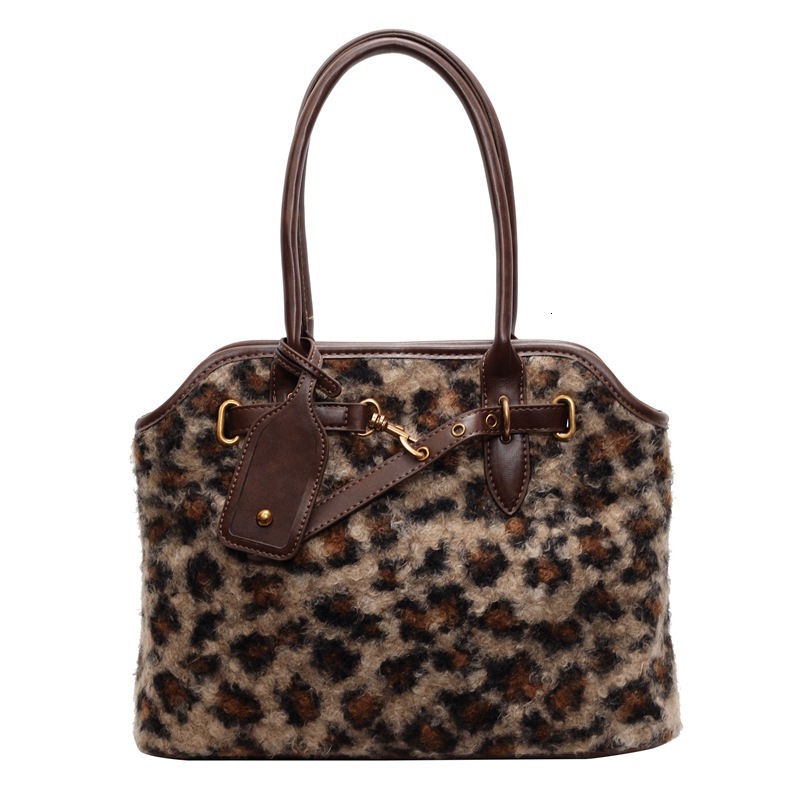 Luxury Brand Designer Bag Vintage Super Popular Plush Leopard Print Handbag Underarm Bag For Women 2024 Winter New Fashion Commuter Large Capacity Tot