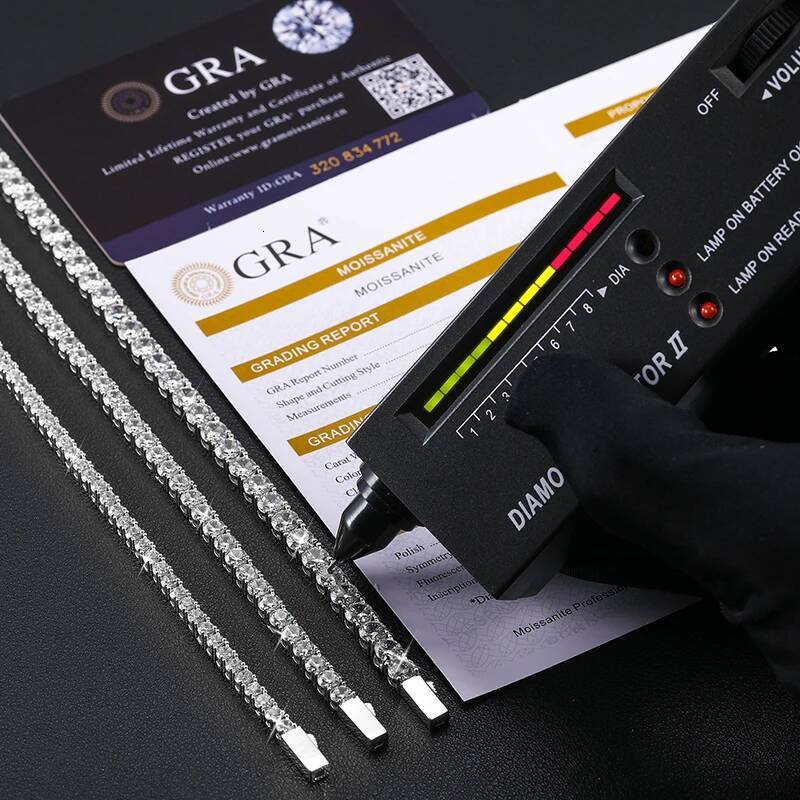 2-5mm Real Moissanite Tennis Bracelet For Women Christmas Gift Platinum Plated 100% Sterling Sier Wedding Jewelry Hip Hop