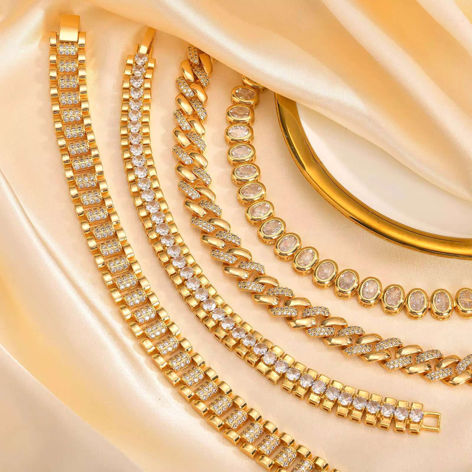 Popular Jewelry Cuban Link Chain Hip Hop Bling Jewelry Diamond Link Bracelets for Women