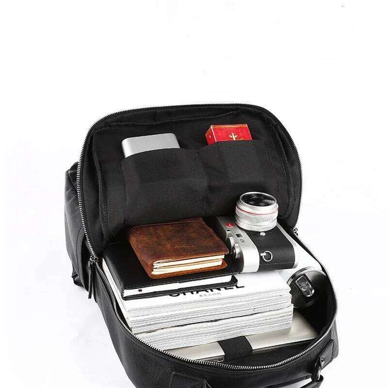 Simple Fashion Men's Soft Pu Leather Backpack Men Large Capacity 14Inch Laptop Bag Students Schoolbags Travel Back Pack