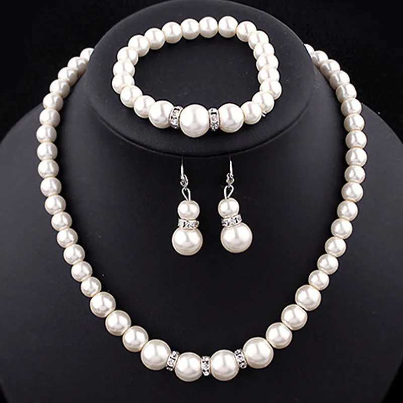 N308 Wedding Engagement Women Simulated Pearls Jewelry Set Necklace / Earrings / s Fashion Jewelry For Lady Party Gift Z250607