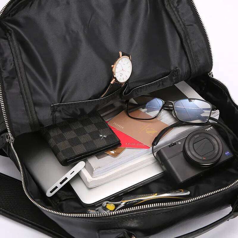 Fashion Design Men Waterproof 15 Inch Laptop Solid PU Leather Backpack Male Business Casual Back Bag Mochila