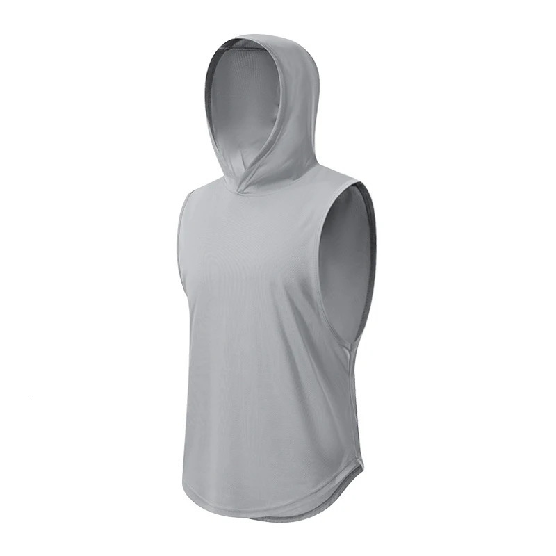 Plain Fitness Hooded Tank Top Mens Summer Solid Muslce Shirt Hoodies Cotton Blank Bodybuilding Sleeveless Vest Workout Singlets 250527