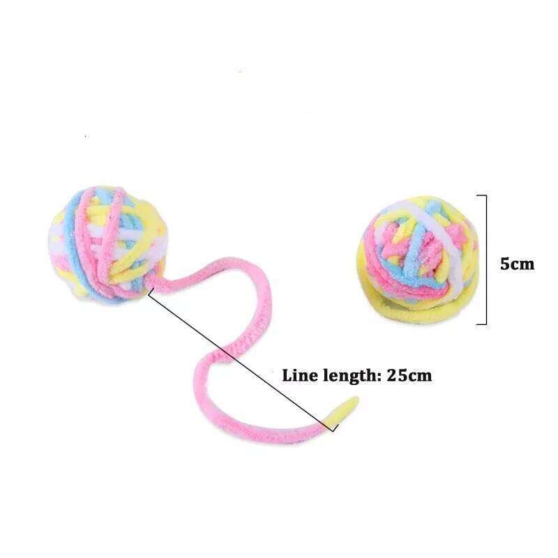 MADDEN Funny Toys Colorful Yarn Balls with Bell Sounding Interactive Chewing for Kitten Stuffed Toy Ball Cat Supplies