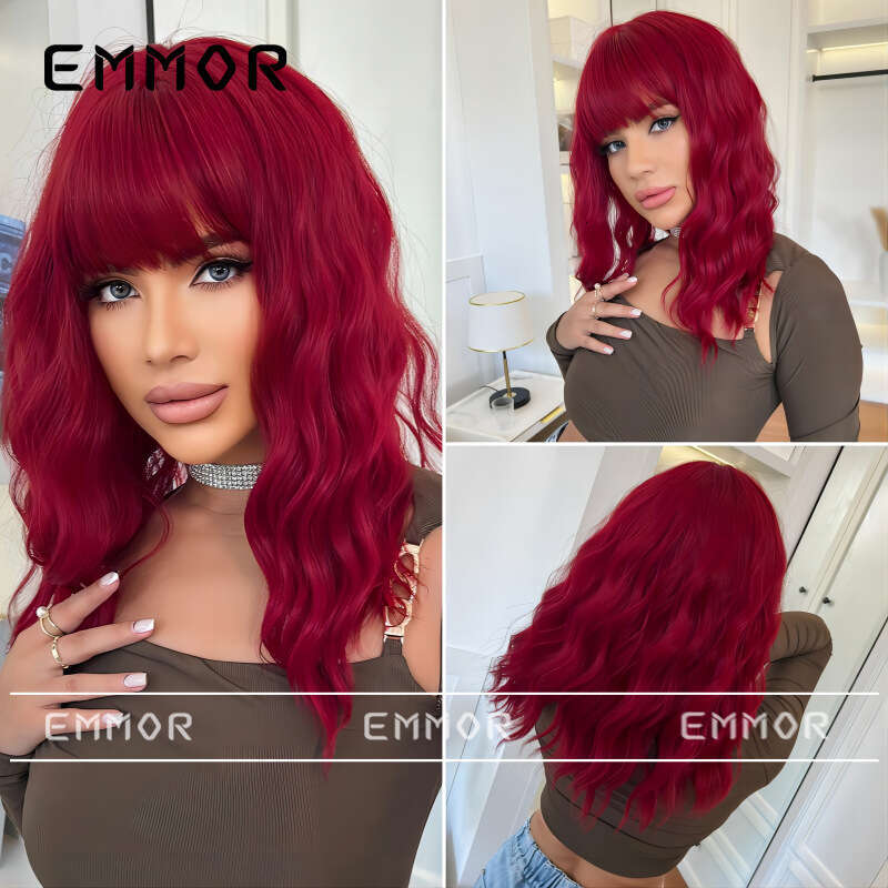 Summer Bobo Hair Wig For Women, Internet Celebrity Style, Natural Fluffy Water Wave Short Curly Hair, Collarbone Length