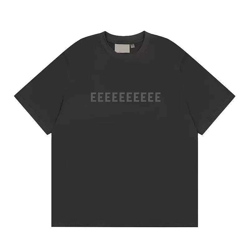 FW23 Classic Brand Double Line Men's T-shirt Trendy Design Front Two Rows Silicone Letter Short Sleeve High Street Loose Top Set