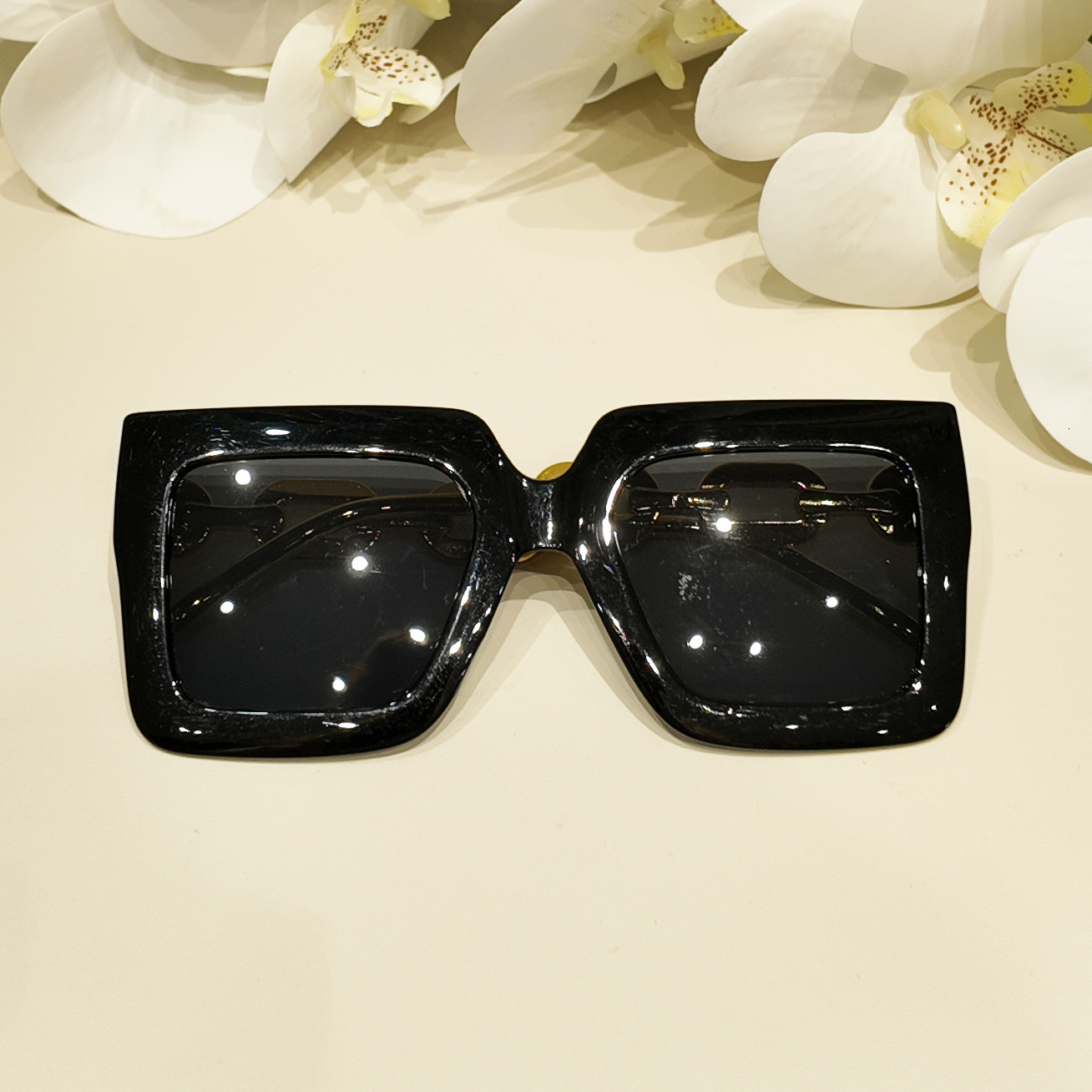 New Street Style White and Slimming Unisex Large Square Frame Double Bridge Fashion Trendy Sunglasses