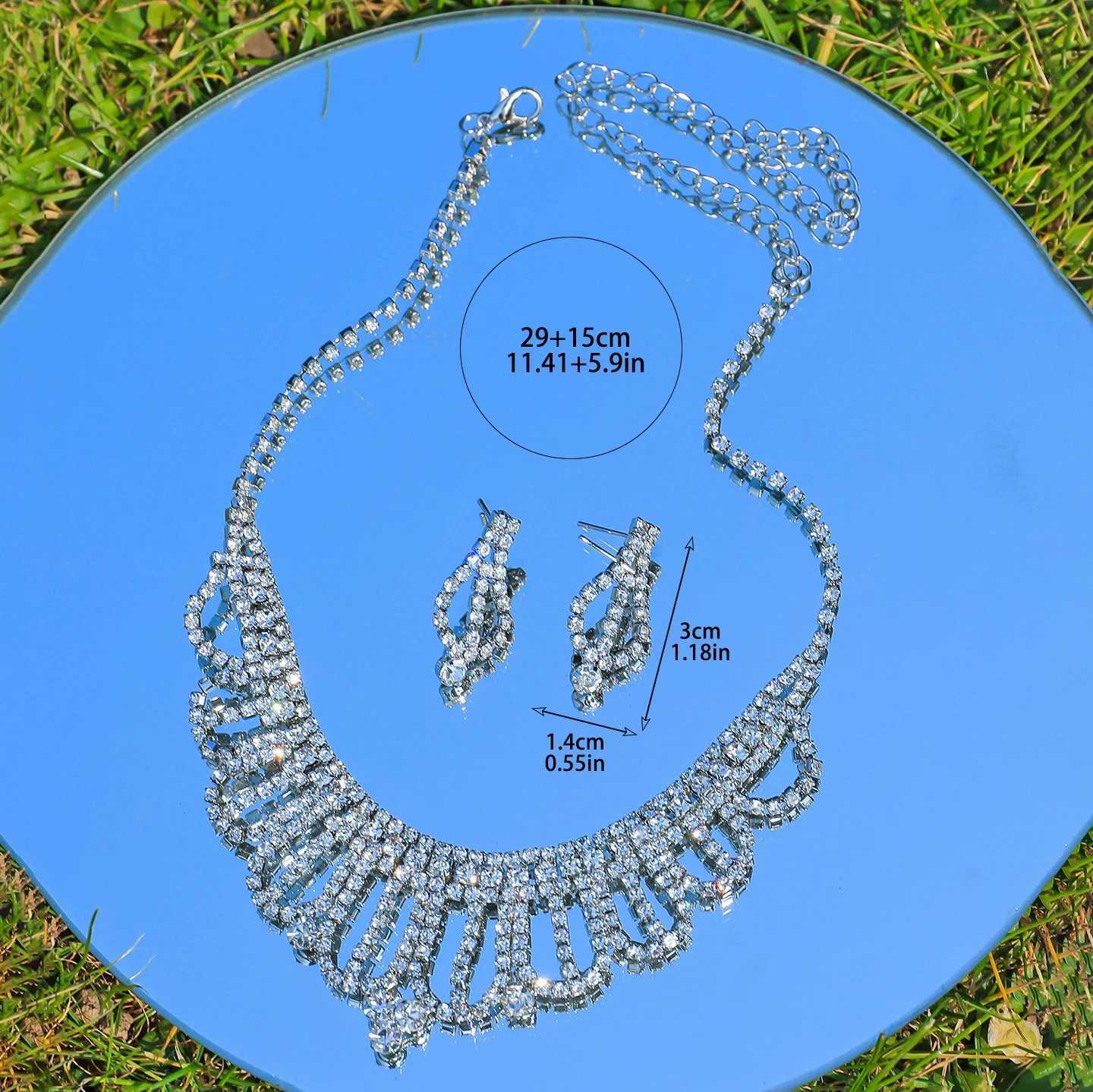 3pcs/set Womens Sparkling Rhinestone Jewelry Set 2025 New Eid Gift Wedding Jewelry Z250607