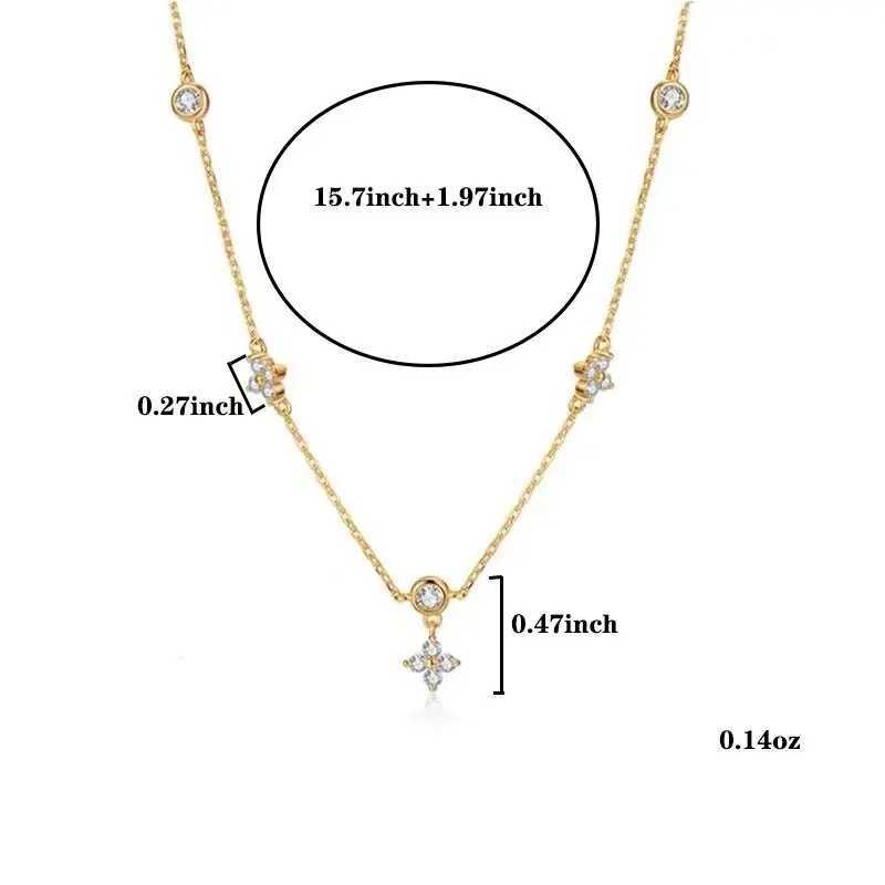 Inlaid Zircon Four- Flower Necklace Earrings Jewelry Set for Women New Niche Light Luxury Hot Fashion Accessories Z250607