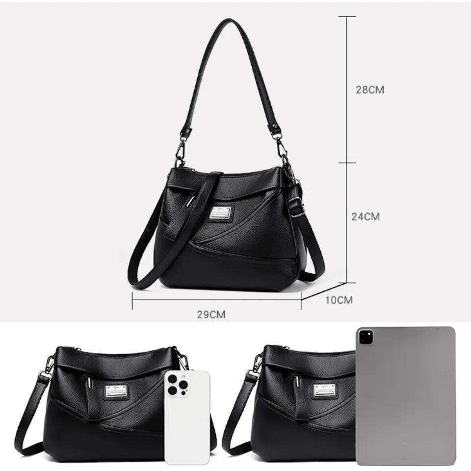 Kangaroo Brand Pu Leather Handbags Women Bags Designer Three Layers Shoulder Crossbody Bag Large Capacity